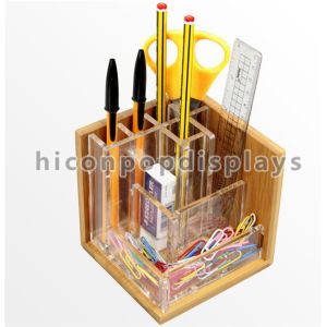 Countertop Stationery Wooden Display Racks Acrylic Wood Pen / Knife Display