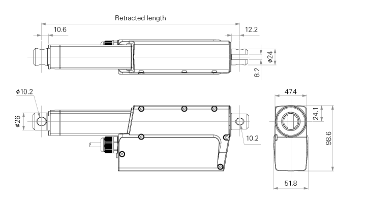 Compact Electric Linear Actuator IP66 6mm/s 2000N Thrust force for Precise