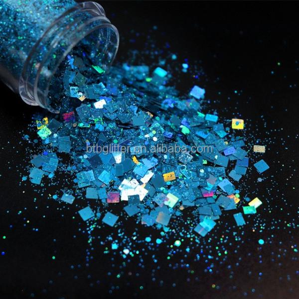 Indoor Ornament Chunky Glitter Powder PET Material Hexagon Shaped Nail Decoration Supplies for Christmas Hexagon Mixed