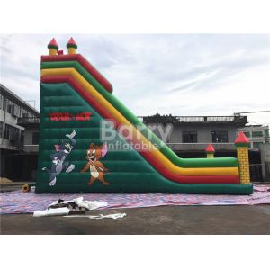 Tom / Jack 14m Length Double Lane Slip Inflatable Dry Slide With Air Blower