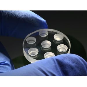 Round Sapphire Glass Lens Assembly Part With Sink Hole High Thermal Conductivity