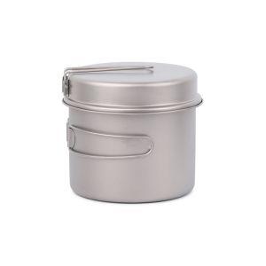 1600ml 500ml Titanium Camping Cookware Picnic Cooking Pot With Folded Long