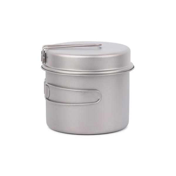 Quality 1600ml 500ml Titanium Camping Cookware Picnic Cooking Pot With Folded Long Handle wholesale