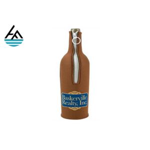 Thin Bottle Cooler Bag , Neoprene Sleeve Bottle With Nylon Zipper