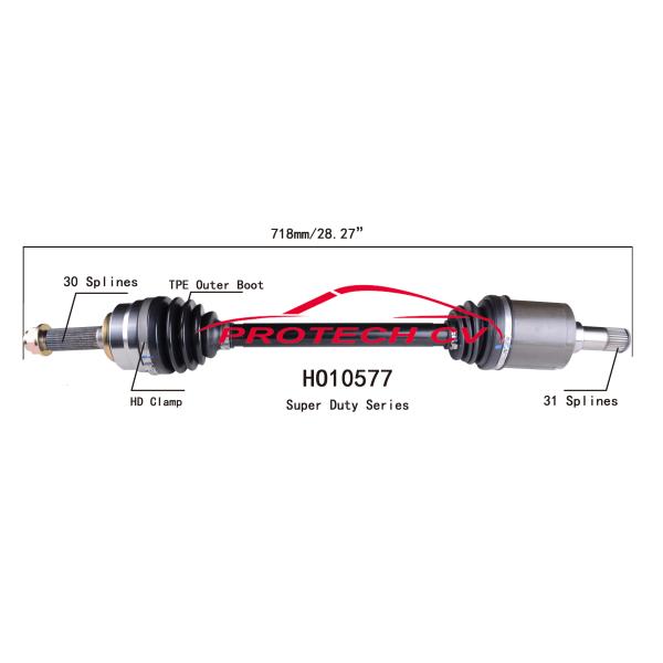 Quality HO10577 CV Axle Assembly Heavy Duty Clamp TPEE Boot  Cold Forging Grinding Process Technology EXTREME Weather Unit wholesale
