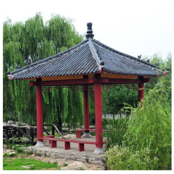 Quality Glossy Chinese Glazed Roof Tiles Gazebo Pagoda Wooden Garden Pavilion wholesale