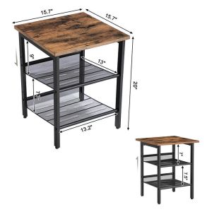 Side Table with Adjustable Shelf for Home, Industrial Side Table, Small End