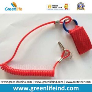 Solid Red Spiral Coil Tool W/Hooks Tether 4mm Cord Dia