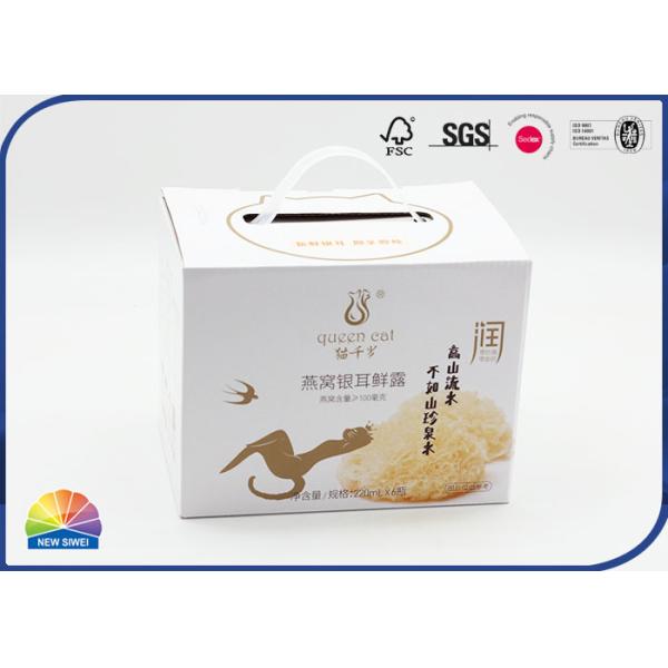 Quality 4C Print E Flute Portable Corrugated Packaging Box With Plastic Handle wholesale