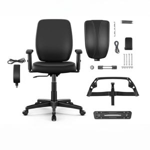 Cheap Modern PU Office Chair with 360-Degree Rotation Lumbar Support and Adjustable Armrests for sale