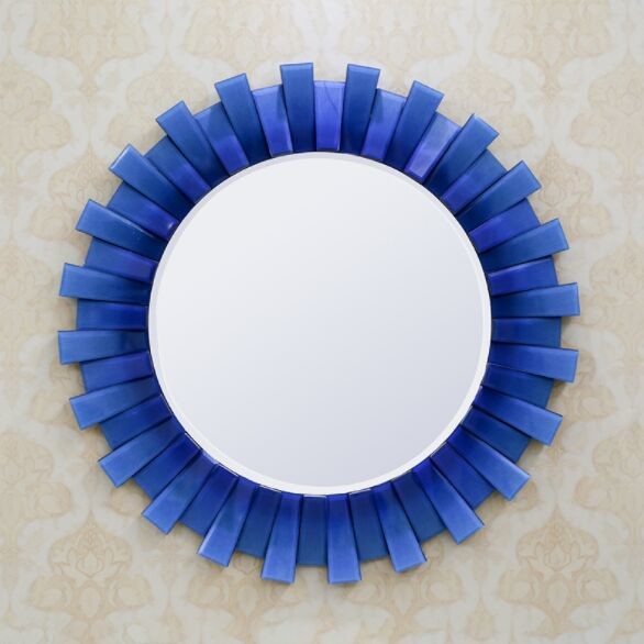 Quality Blue Ffamed Glass Venetian Mirror Living Room 3d Wall Mirror Rectangle wholesale