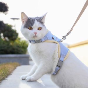 Adjustable Reflective Breathable Cat Harness Belt For Small Medium Large Kitten