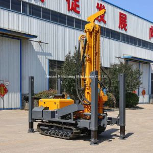 Hydraulic outrigger depth 400m hard rock drilling rubber crawler water well