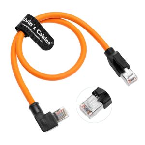 Alvin's Cables CAT6A SF UTP Right Angle RJ45 15m Orange PLC Cable