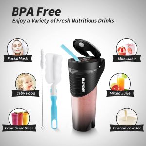 Portable Blender,16 Oz Rechargeable Type-C Personal Mini with Ultra Sharp Four
