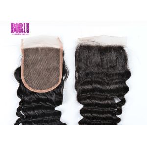 Deep Wave Human Hair Lace Closure 4*4 Light Brown No Tangling No Shedding