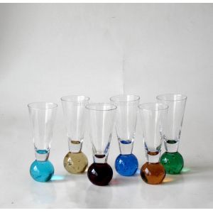 Hand Made 6 Color Ball Bottom Unique Shot Glass Set