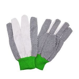 Anti-Slip C39W 10OZ PVC Dotted Work Gloves With Cotton Canvas Liner For Working