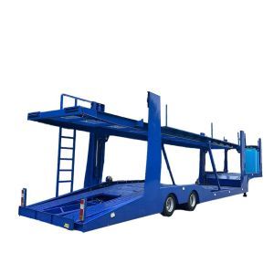 China CIMC 2 or 3 axles skeleton type truck 5 to 10 car carrier Tandem Trailer With Ramp Double Deck Auto Car Carrier Semi Trailer on sale