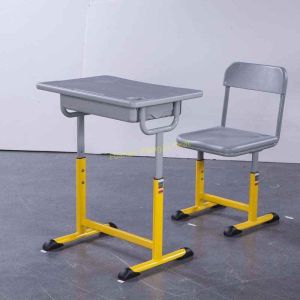 Adjustable Metal Middle School Student Table And Chair With Iron / Aluminum