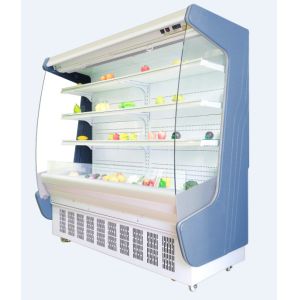 Remote round end open chiller with adjustable multi deck shelf