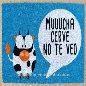 Coco fiber animal printed door mat with PVC backing