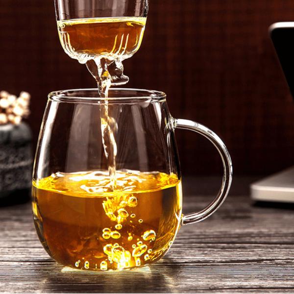 Borosilicate Glass Infuser Mug , Three Piece Tea Cup With Filter And Lid