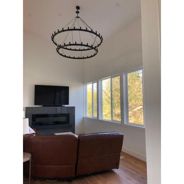 Dimmable Black Vintage Ceiling Light 63" Two Tier Chandelier 270W