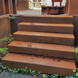 Custom Made Corten Steel Garden Steps Rusted Red Color