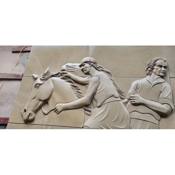 Exquisite Custom Beige Sandstone Carvings Hand Carved Stone Wall Relief