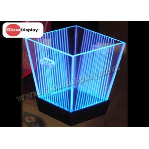 Acylic LED Ice Bucket Square Shape Rechargeable With Logo Engrave