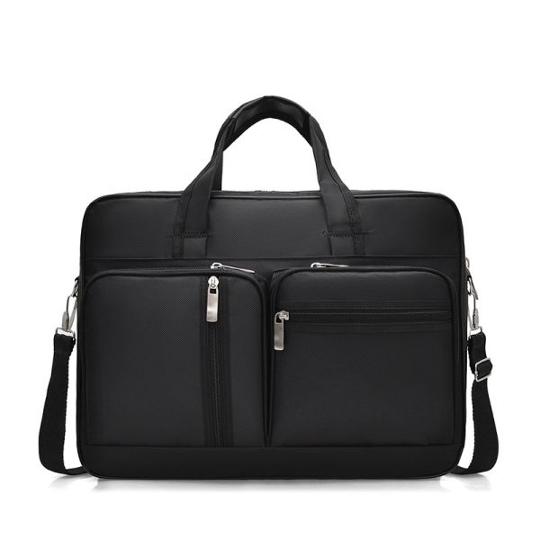 Quality Business Briefcase Men's Laptop Black Bags Canvas Large Capacity Document Business Travel Crossbody Tool Kit with Custom LOGO wholesale