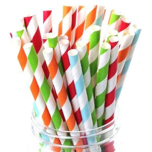 Food Grade Bleached Drinking Paper Straws With Non Toxic Ink 7.75 Inches Long