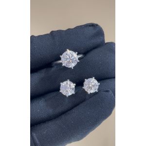 China Classic T Six Prongs Lab Grown Diamond Ring Stud Earrings Factory customization Engagement on sale