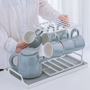 Porcelain Coffee Set With Modern Design Teapot And Cute Tea Mug Cappuccino Latte