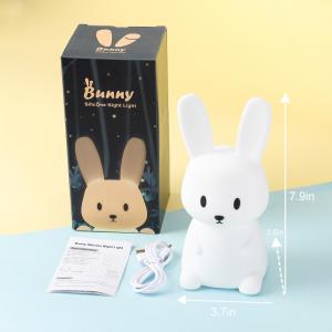 Cheap Cute Soft Rabbit Silicone LED Night Light With Touch Sensor Color Change for sale