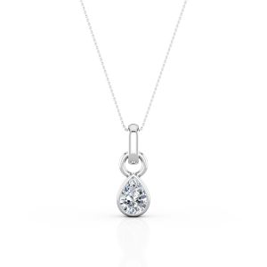 China 0.33 Carat Pear Cut CZ - Solitaire - Bezel Setting Pendant Necklace - 10K White Gold on sale