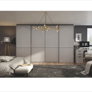 Cheap Modern Beige Dark Grey Sliding Wardrobe Lacquer Bedroom Closet for sale