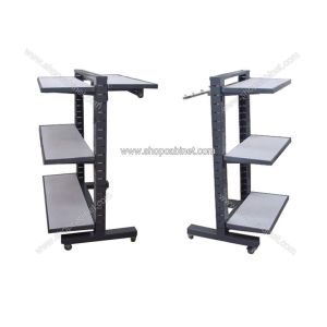 Latest design wood clothes display stand shelf with lighting