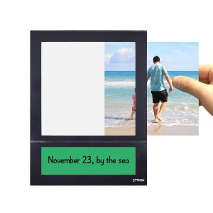 Custom Size Magnetic Photo Pocket Black With Dry Erase Label