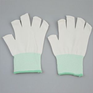 Lint Free Seamless Knit Half Finger Cleanroom Glove Liners Thin And Comfortable
