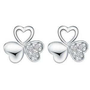 China 925 Silver Plate Earrings with Cubic Zircon Trefoil Stud Earrings(EESTUD06) on sale