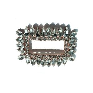 Custom Rectangle Type Crystal Shoe Buckles Iron Or Copper Material