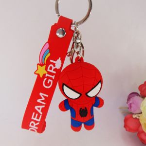 Custom 3D Cartoon Anime Captain America Rubber Keychain Pvc Key Chain For School