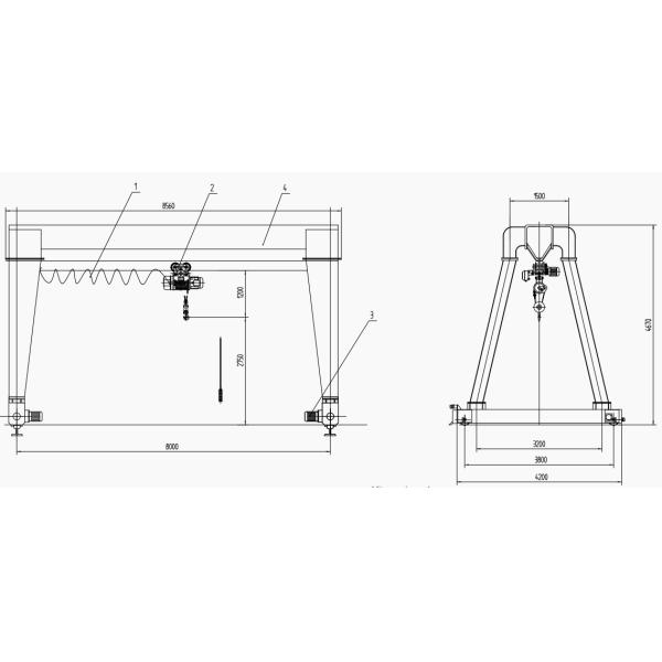 5t H4M S15M MH Model Single Beam Gantry Crane Q235B Material