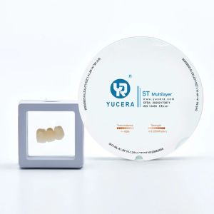 Yucera 98mm Open Precolored ST Multilayer A1-D4 Color Zirconia Disc for Dental CAD CAM Milling  Zirconia Blanks 43% Translucency