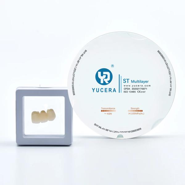Yucera 98mm Open Precolored ST Multilayer A1-D4 Color Zirconia Disc for Dental