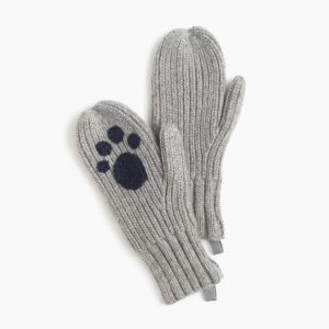 China Gray Warm Knitted Mitten Gloves , Kids Winter Gloves With Hand Embroidery on sale