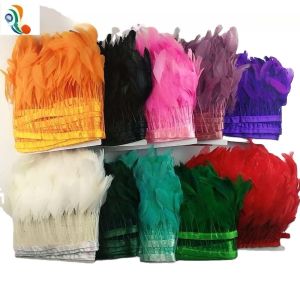 Customized Stripped Coque Feather Fringe Trim with Dyed Pattern