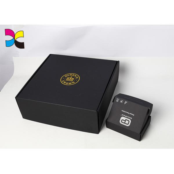 Black Folding Custom Printed Shipping Boxes / Clothing Packaging Boxes